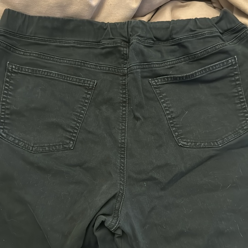 Eileen Fisher black pull-on organic cotton black jeans L/G ankle
